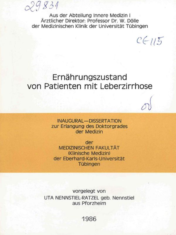 Ernahrungszustand von Patienten mit Leberzirrhose
