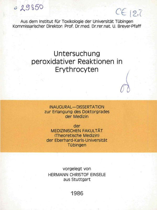Untersuchung peroxidativer Reaktionen in Erythrocyten