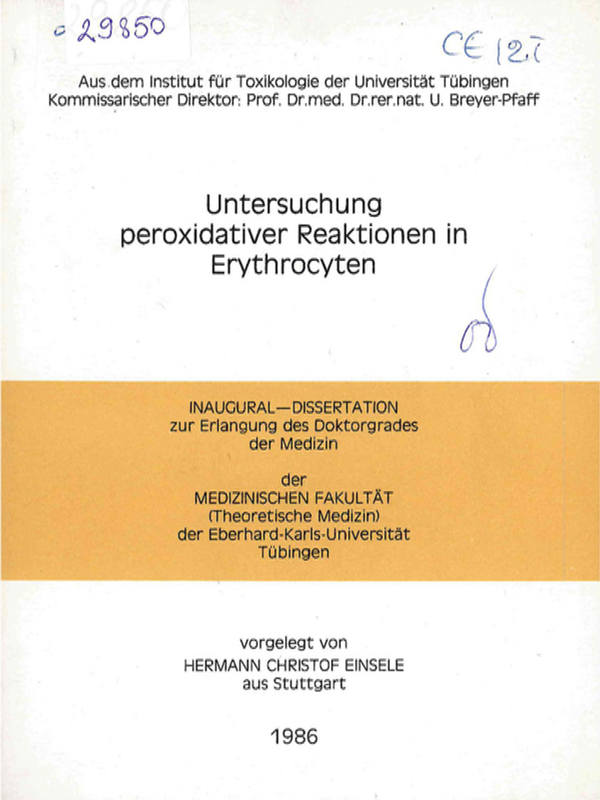 Untersuchung peroxidativer Reaktionen in Erythrocyten