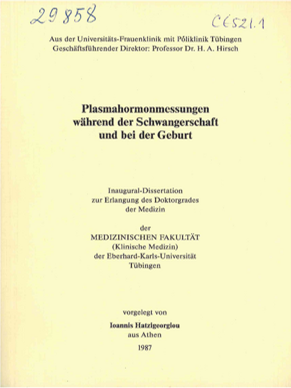 Plasmahormonmessungen wahrend der Schwangerschaft und bei der Geburt