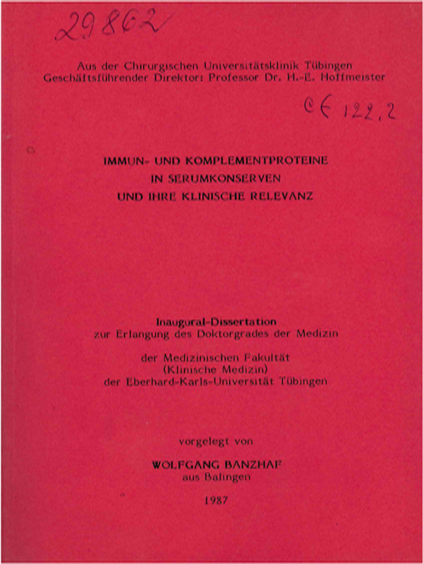 Immun- und Komplementproteine in Serumkonserven und ihre klinische Relevanz